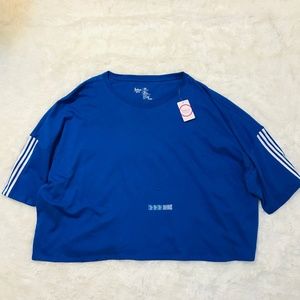 Flirtitude Varsity Stripe Sleeve Cropped Tee 3X